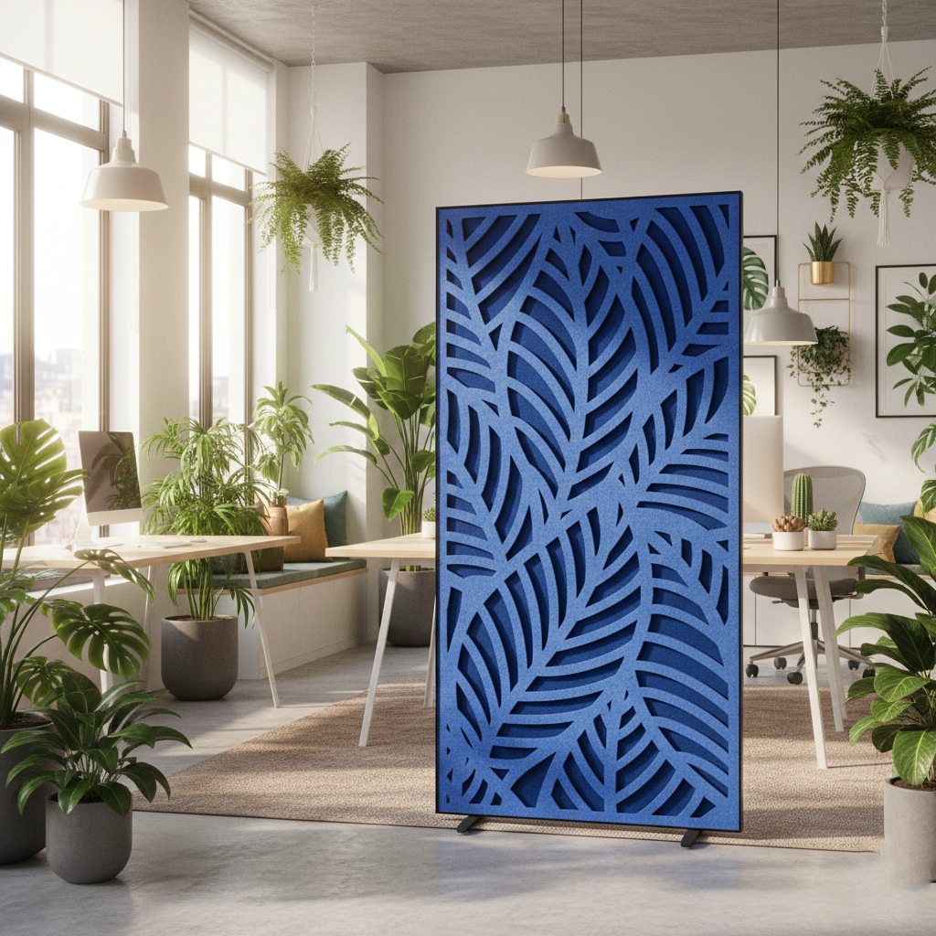 Roomdivider Palms Right - Kobalt & Blue